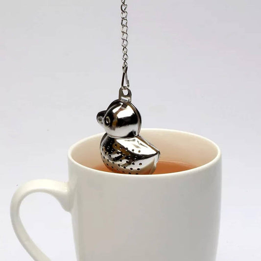 Duck Stainless Steel Tea Infuser, Hanging Mesh Strainer: Duck+Drip Tray