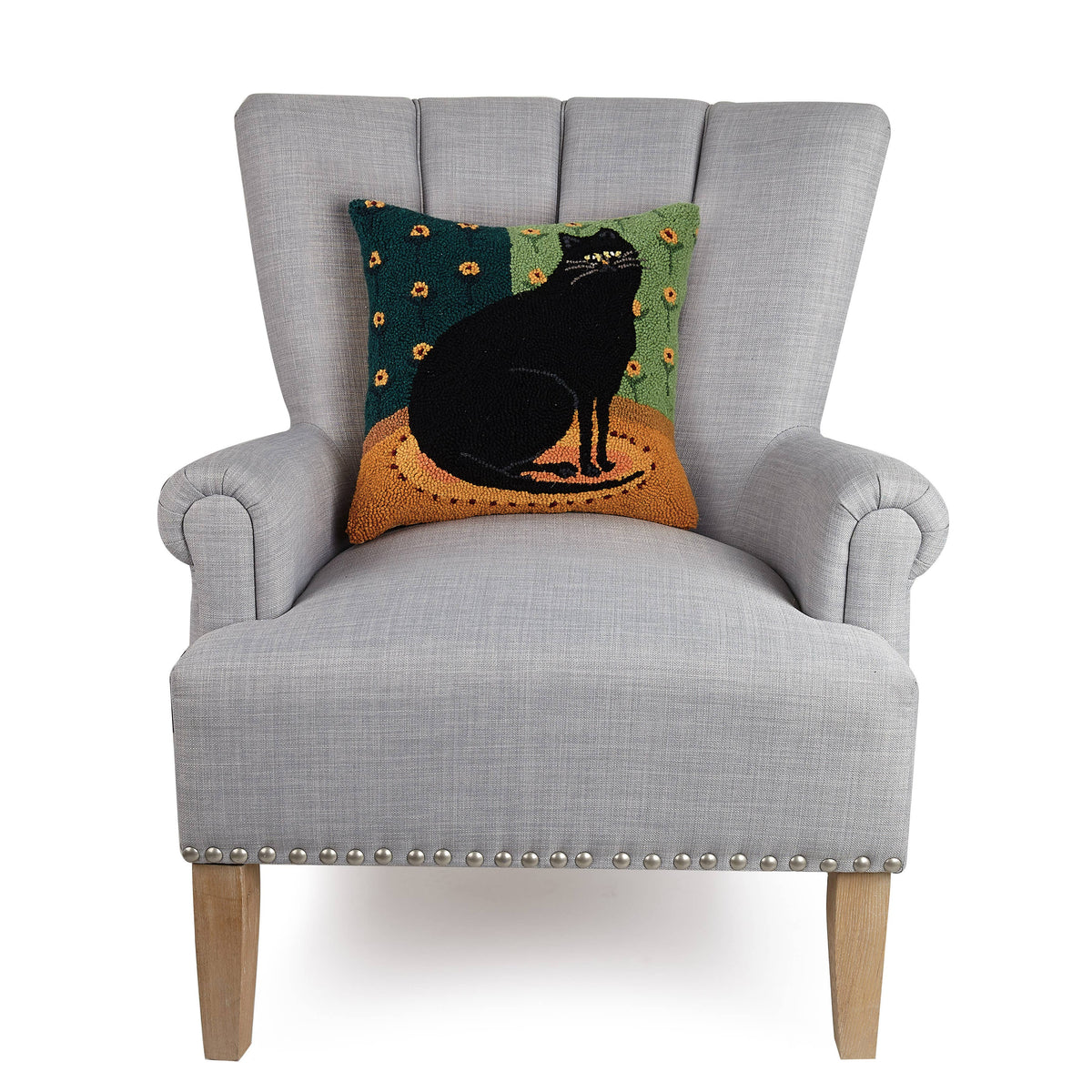 Black Cat In A Corner Wool Hook Pillow