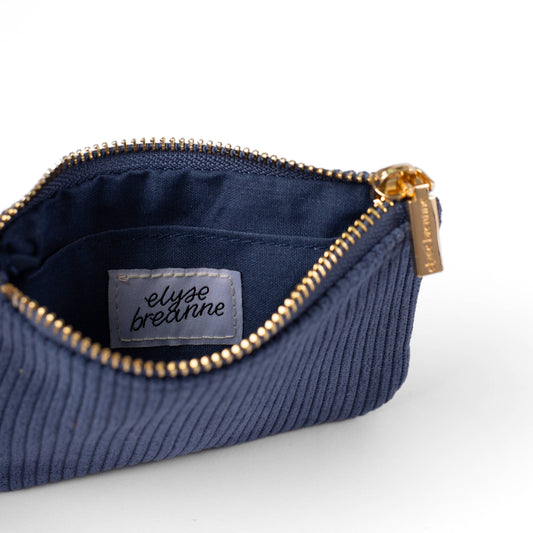 Navy Corduroy Coin Pouch