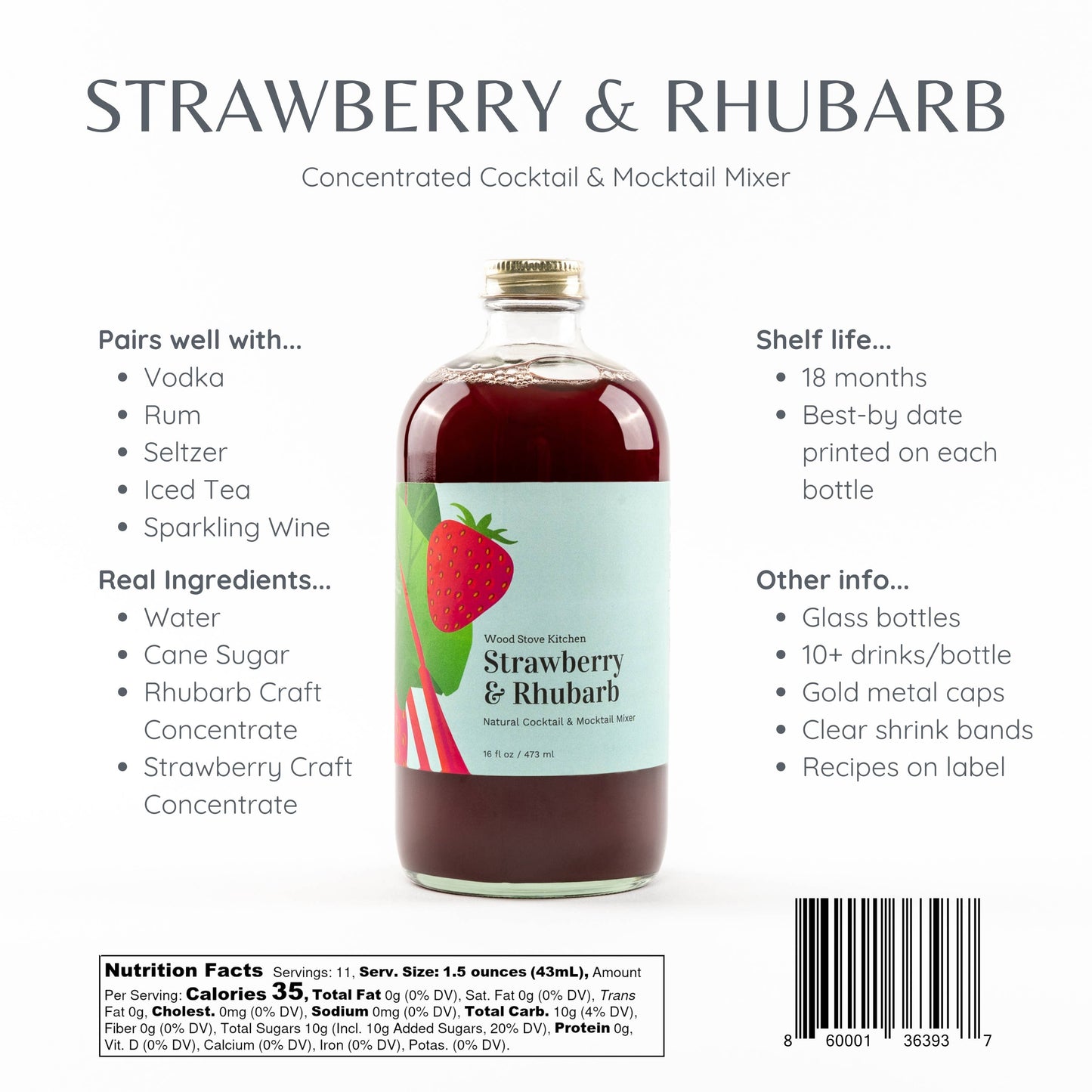 Strawberry & Rhubarb Mixer, 16 fl oz
