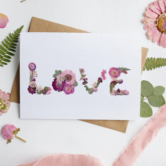 Love—Pressed Flower Art Greeting Cards