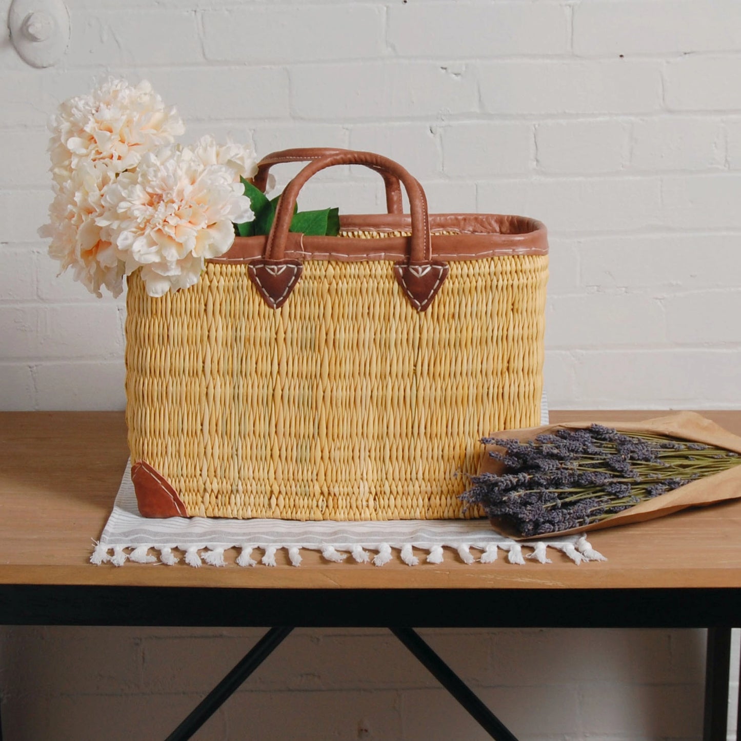 Rectangular Straw Market Tote