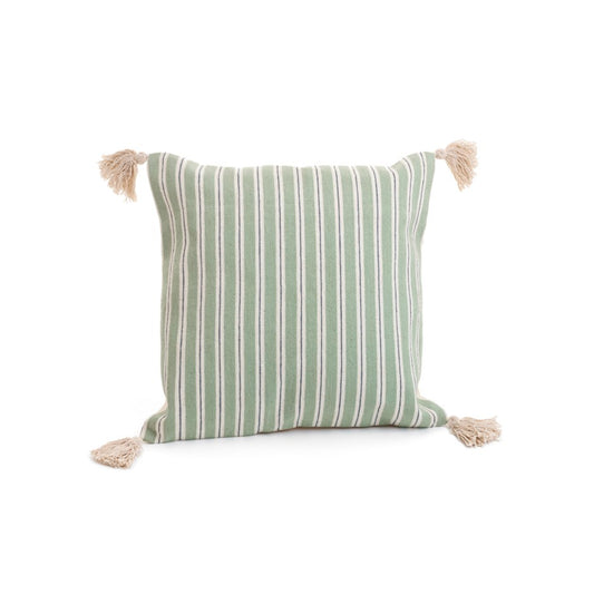 Sage Green and Cream Striped Cushion