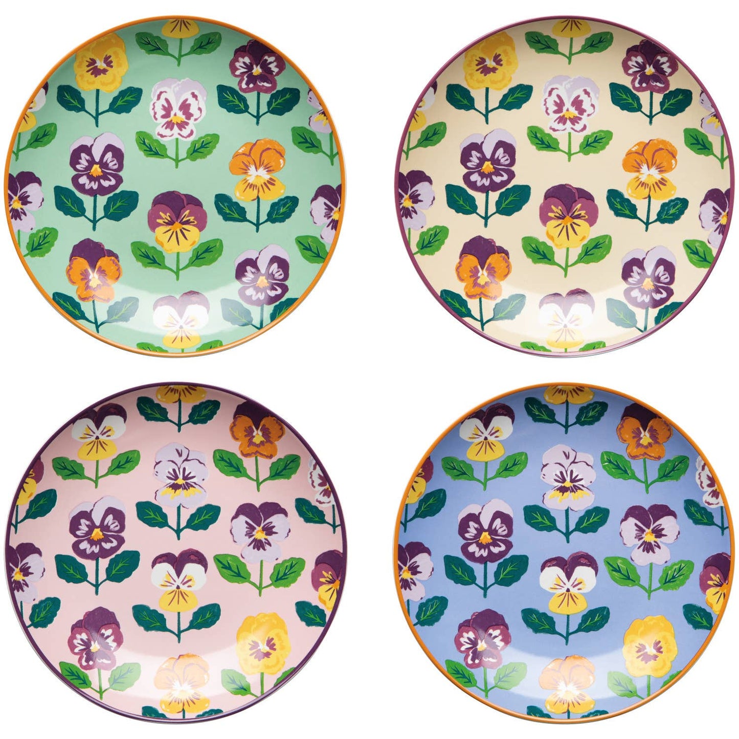 Pansy Appetizer Plates—Set of 4 Assorted