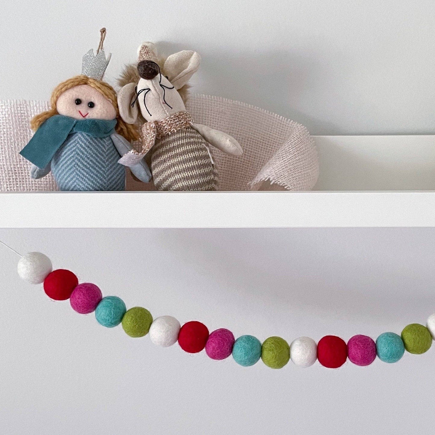 Happy Christmas Felted Pom Pom Garland—5 feet