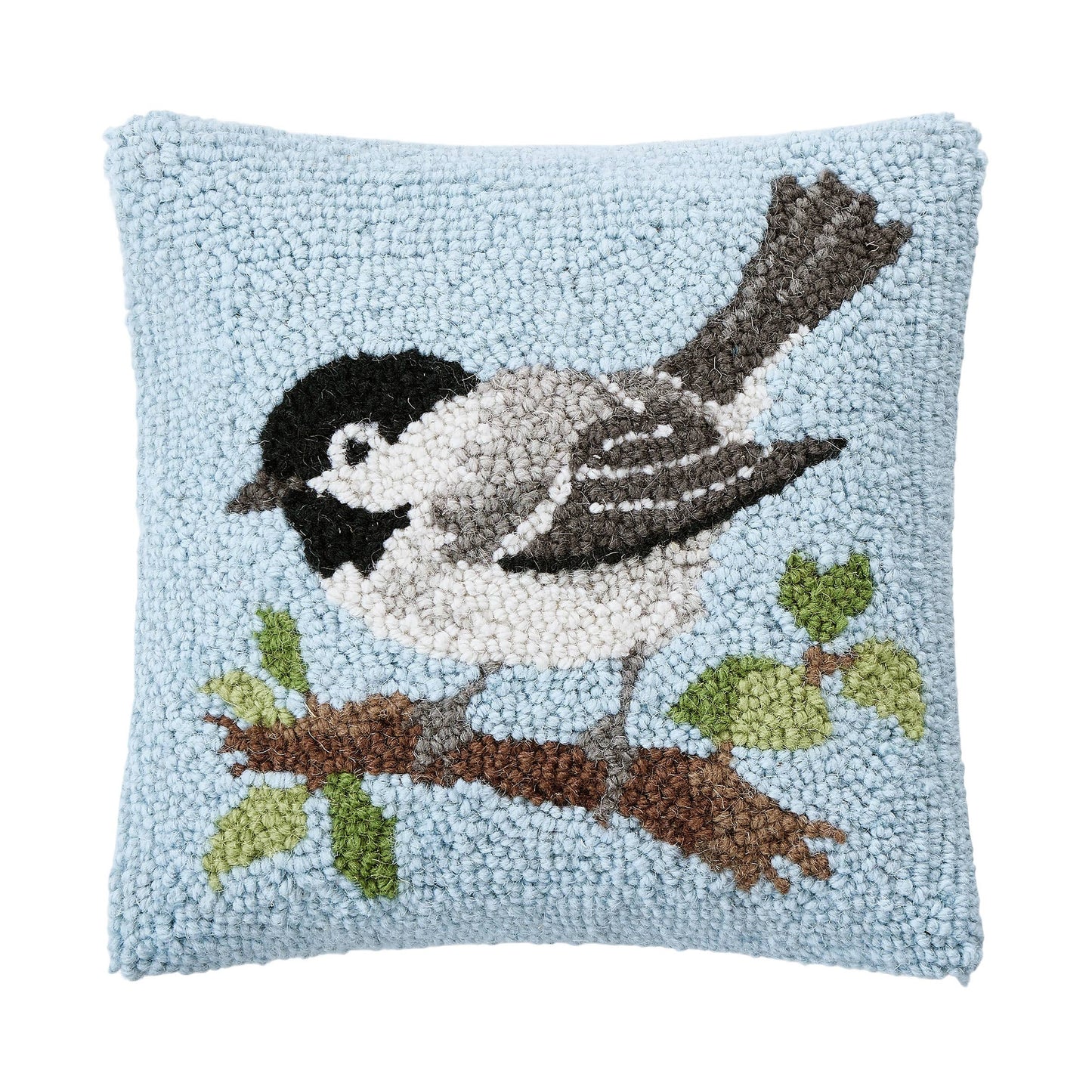 Chickadee Wool Hook Pillow