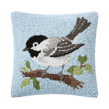 Chickadee Wool Hook Pillow