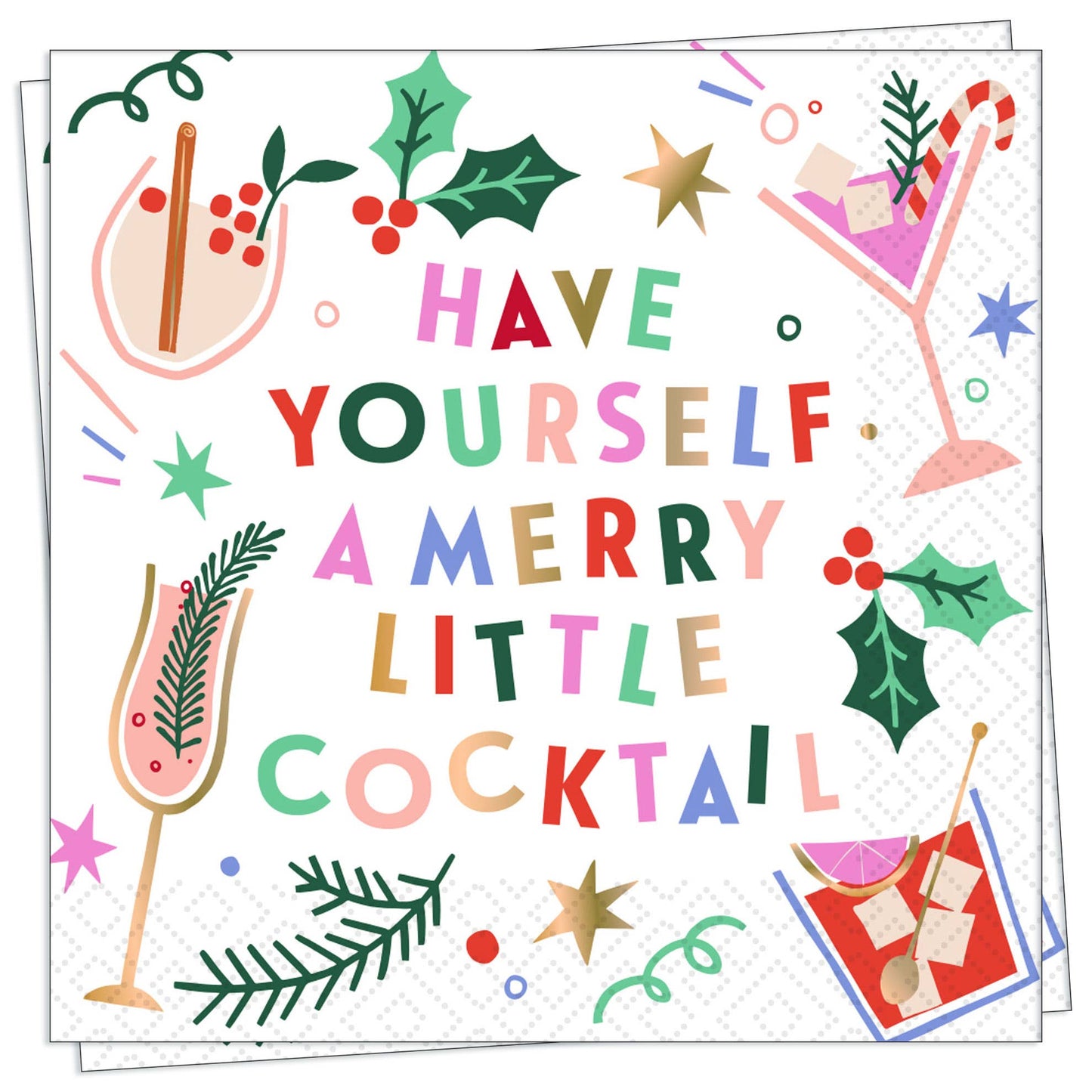 Merry Cocktail - Foil Cocktail Napkin