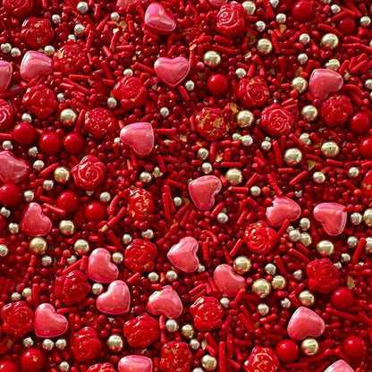 Roses are Red Sprinkle Medley Deluxe: 100g/3.5oz(4oz Volume) Bottle