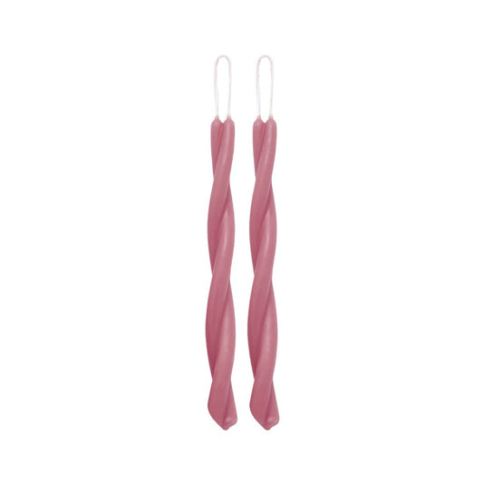 Pink—Set of 2 Twisted Taper Candles 100% Pure Beeswax