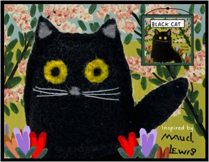 DIY Maud Lewis Inspired Black Cat Card