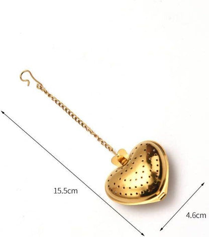 Heart-Shaped Gold Tea Infuser for Loose Leaf & Spices