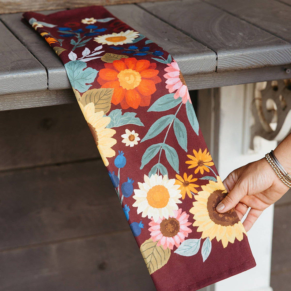 Fall Flowers Tea Towel