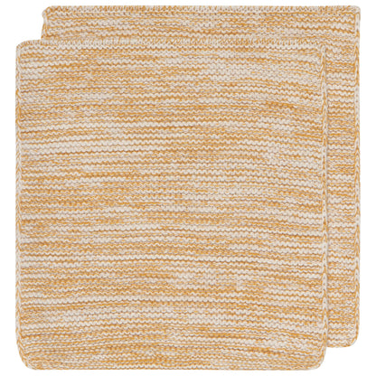 Ochre Hand-Knit Cotton Dishcloths–Set of 2