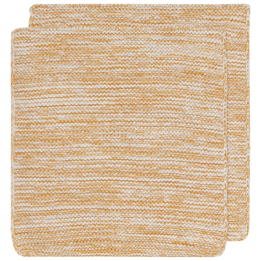 Ochre Hand-Knit Cotton Dishcloths–Set of 2