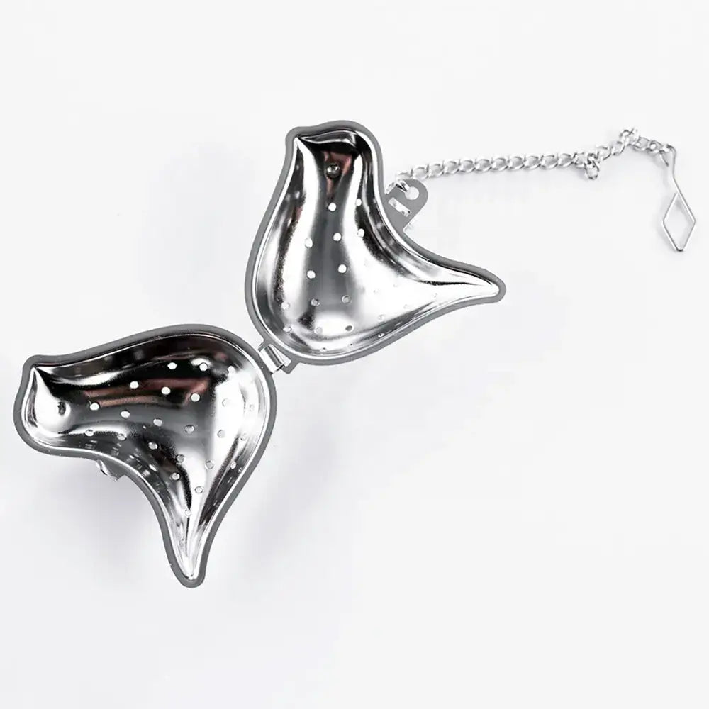 Bird-Shaped Stainless Steel Tea Infuser with Drip Tray: Silver