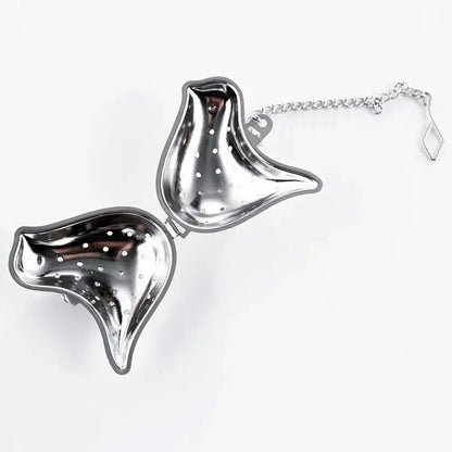 Bird-Shaped Stainless Steel Tea Infuser with Drip Tray: Silver