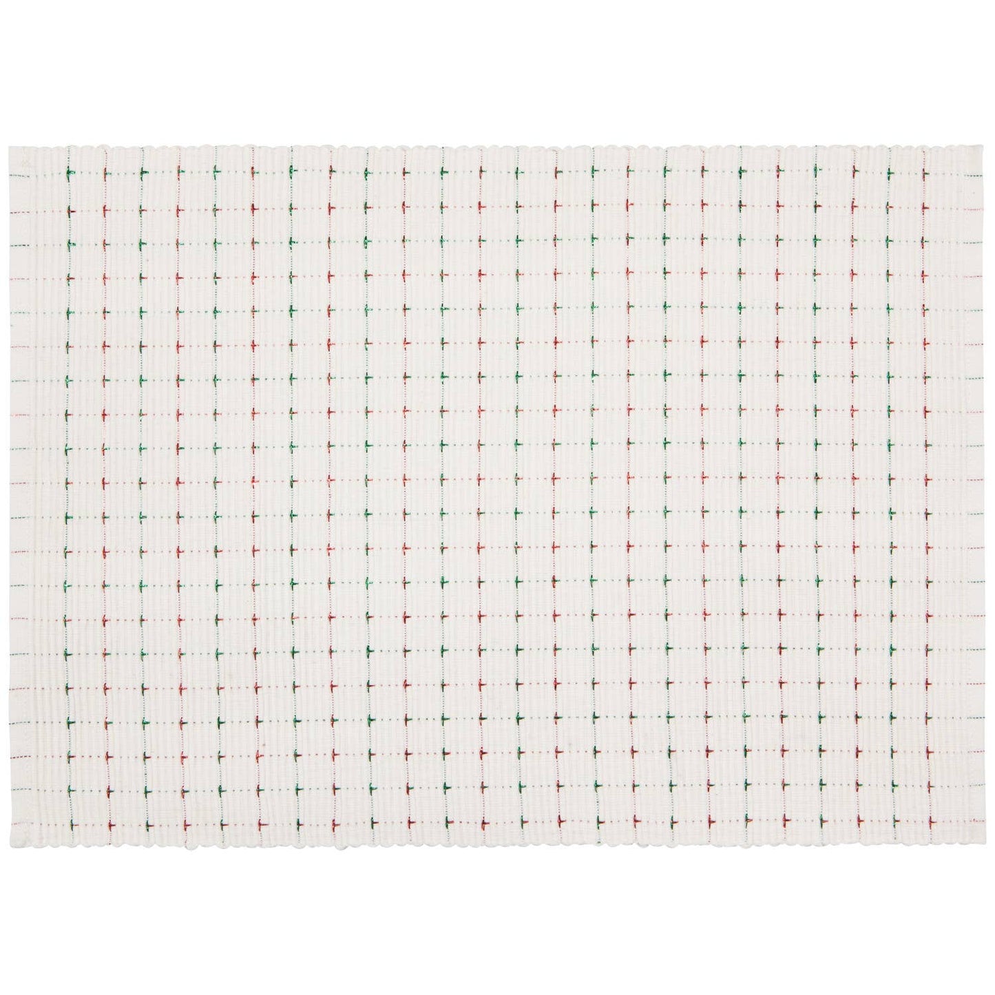 Natural Red Green Ribbed Christmas Placemat