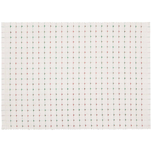 Natural Red Green Ribbed Christmas Placemat