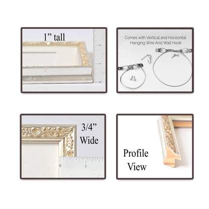 Water Gilded Bright Silver Finish On Ornate Motif—11X14