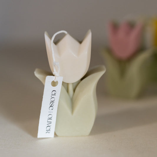 Stemmed Tulip Flower Soy Candle
