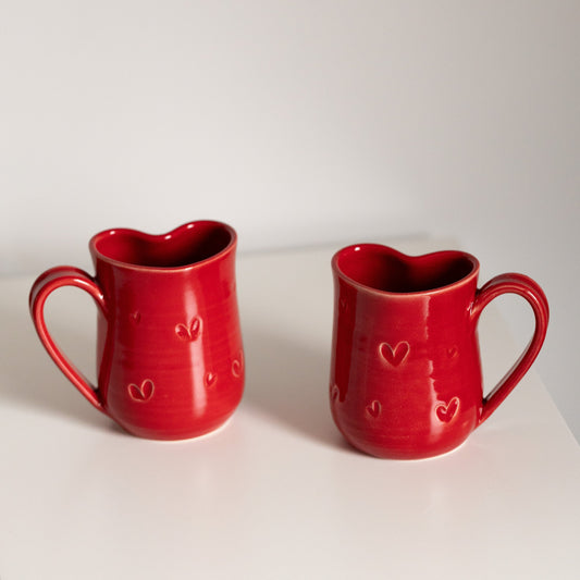 Heart Shaped Mugs—Red