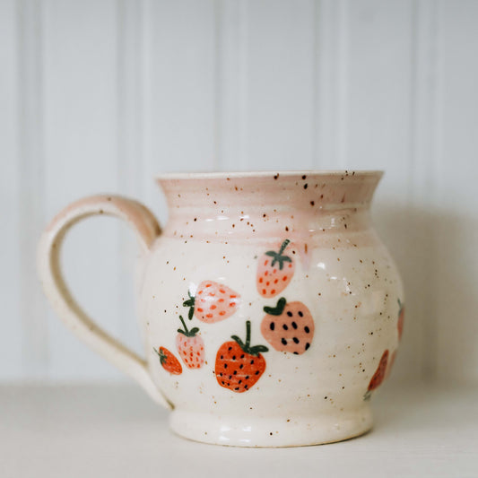 Sweet Strawberry Pottery Mug by Alicia Kate