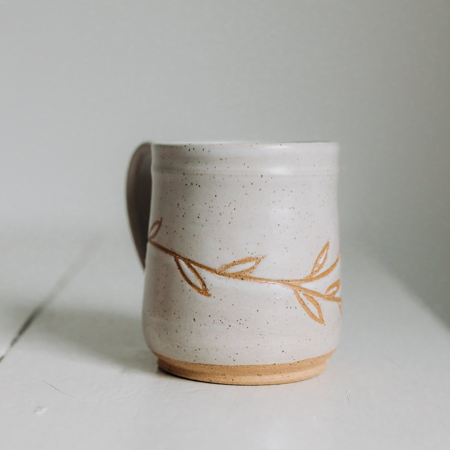 Cat & Garden Vine, Pottery Mug by Linko