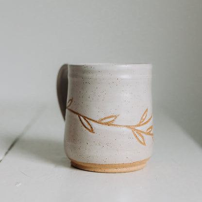 Cat & Garden Vine, Pottery Mug by Linko