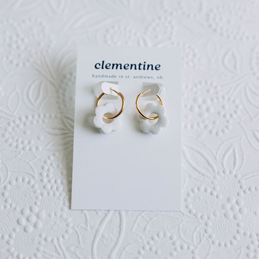White Floral Hoops