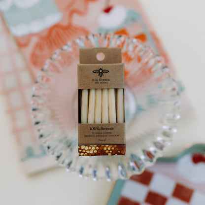 Natural Beeswax Birthday Candles—Set of 12 Candles