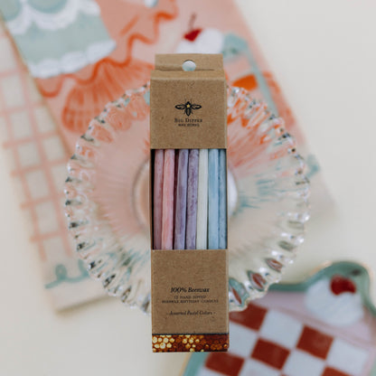 6" Pastel Coloured 100% Pure Beeswax Hand-Dipped Birthday Candles