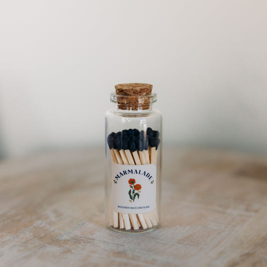 Black Matches in Medium Corked Vial