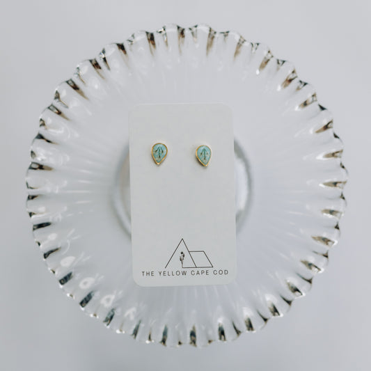 Blue & White Teardrop Wildflower Studs