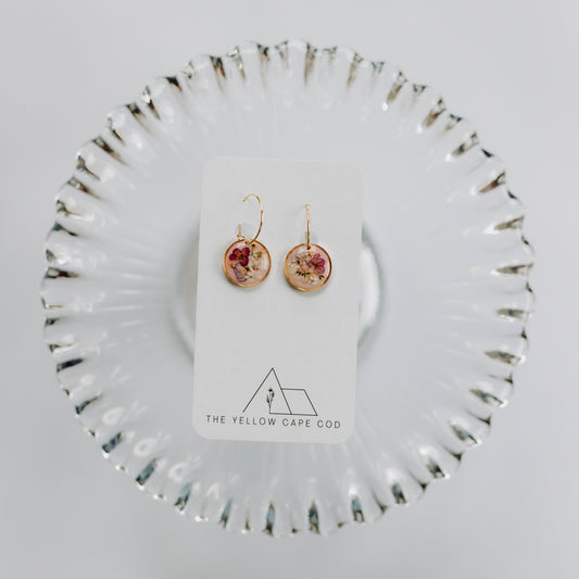 Pink Wildflower Hoop Earrings
