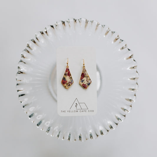 Large Wildflower Teardrop Earrings in Pink