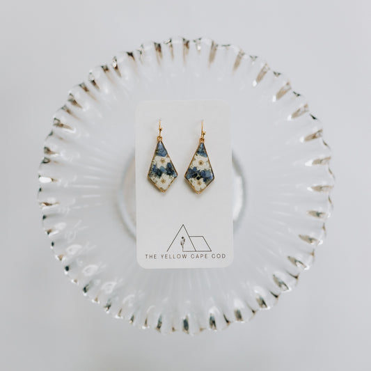 Large Wildflower Teardrop Earrings in Blue