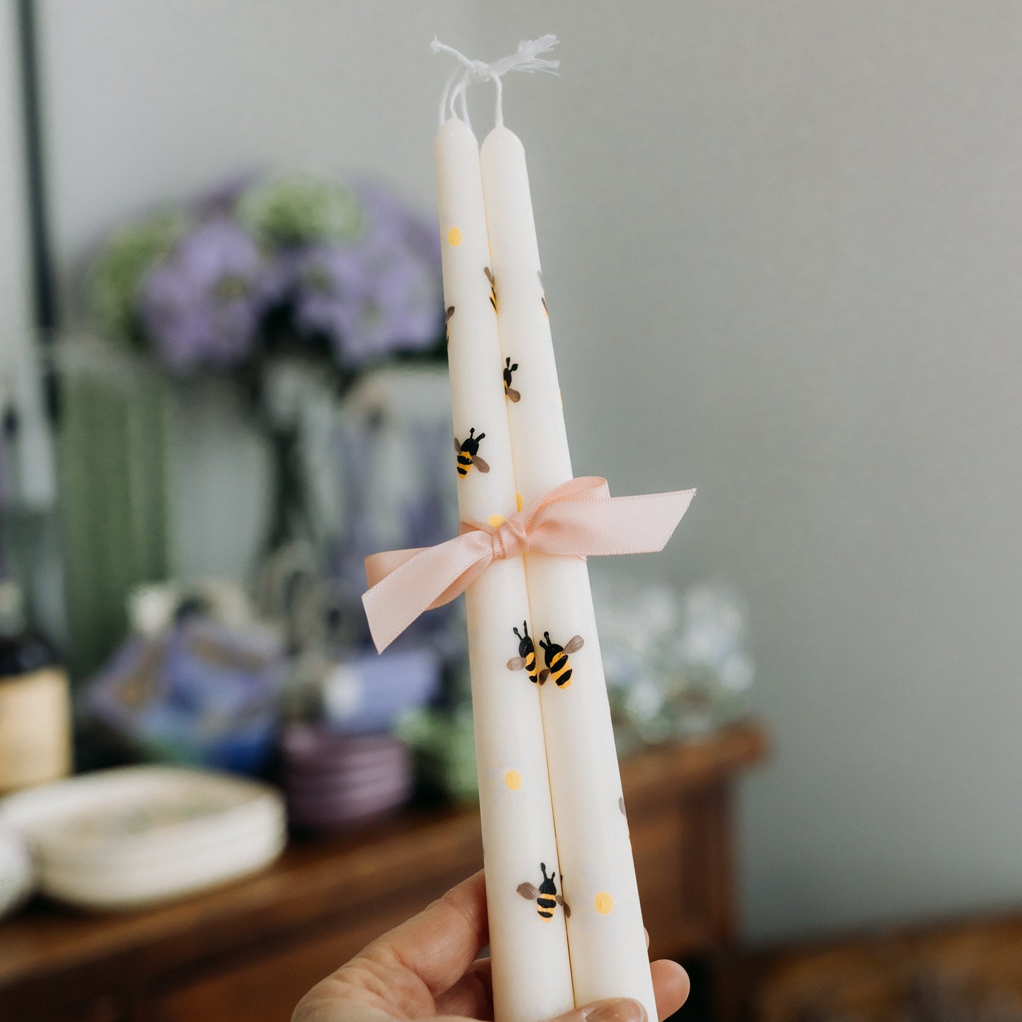 Daisy & Bee Tapers—Handpainted