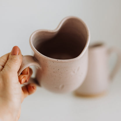 Pink Stoneware Heart Shaped Mugs from Linko Pottery