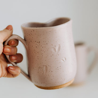 Pink Stoneware Heart Shaped Mugs from Linko Pottery
