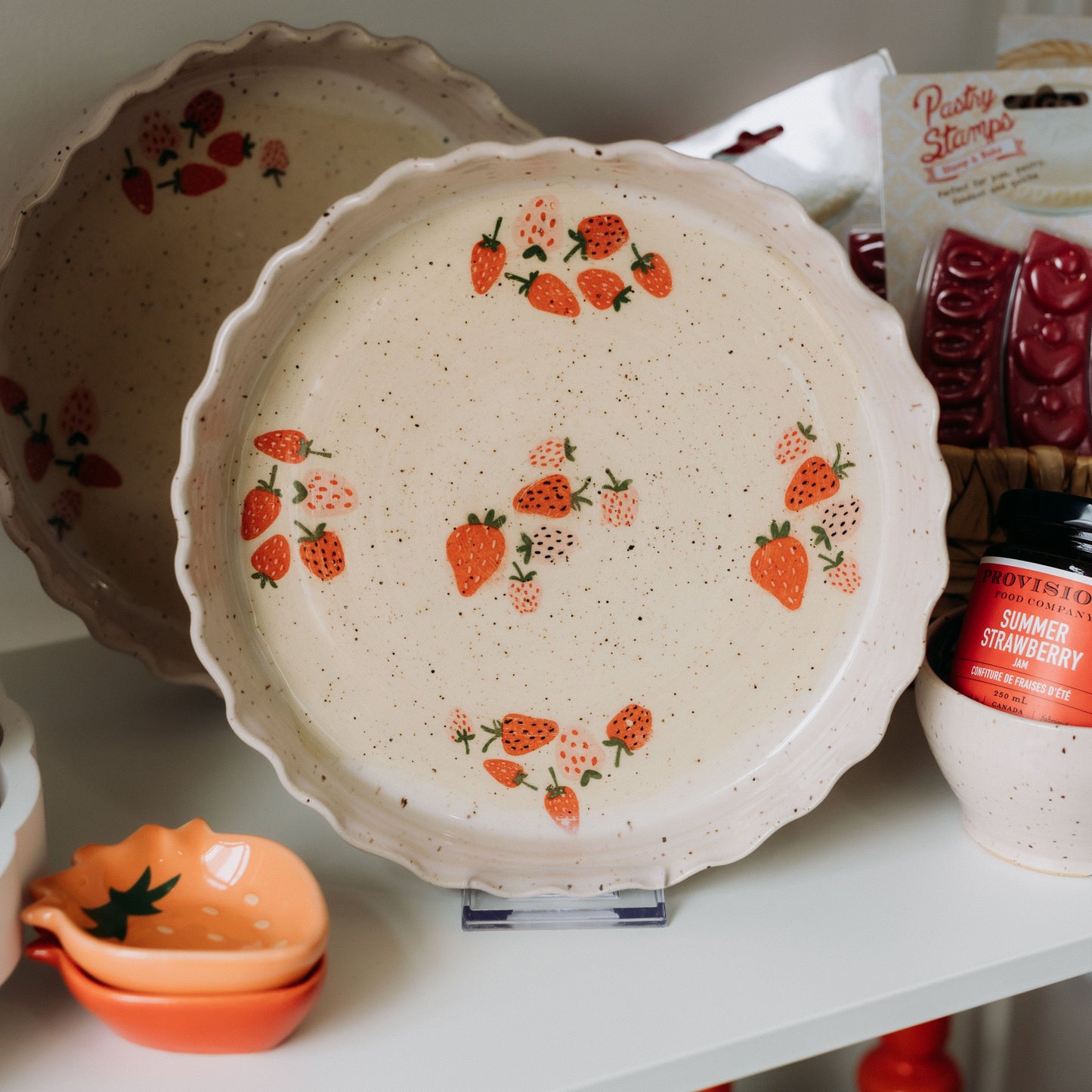 The Strawberry Pie Plate Handmade by Alicia Kate Pottery