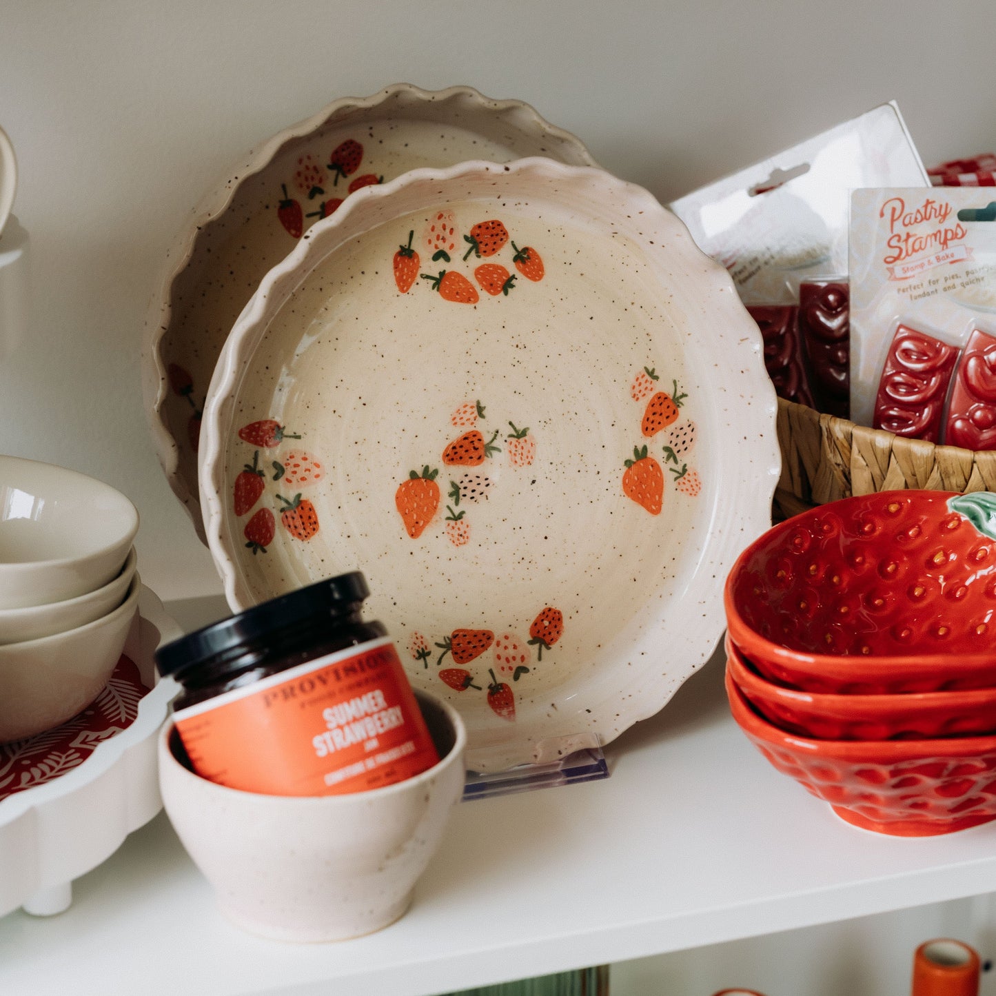 The Strawberry Pie Plate Handmade by Alicia Kate Pottery