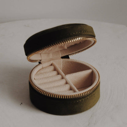 Circular Travel Jewelry Box in Forest