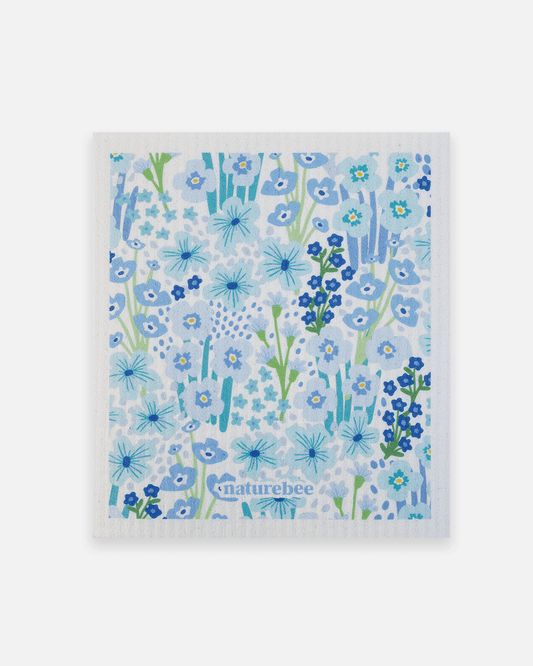 Blue Floral Swedish Sponge Dishcloth