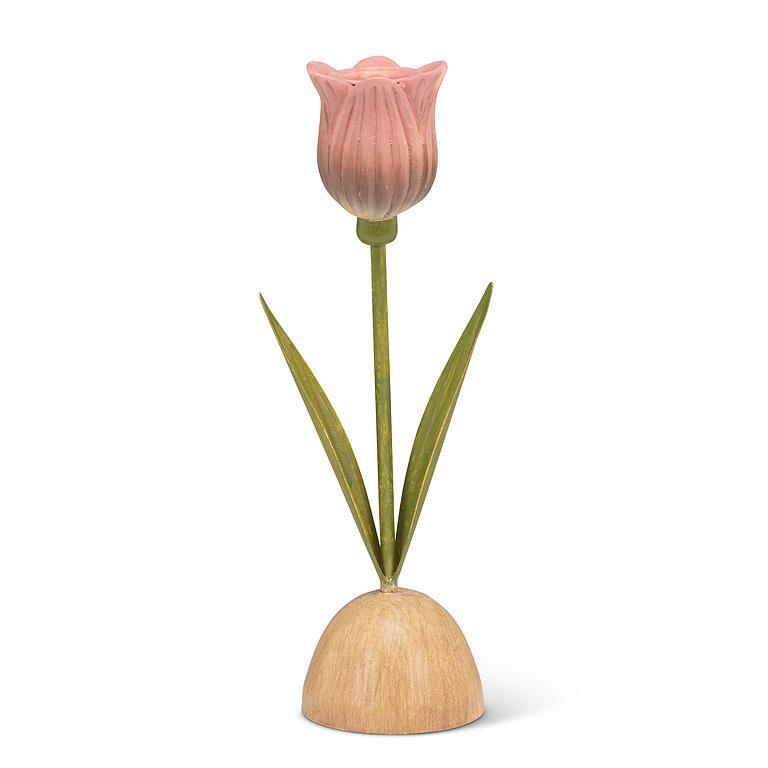 Pink Tulip Taper Candle Holder