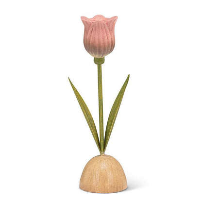 Pink Tulip Taper Candle Holder