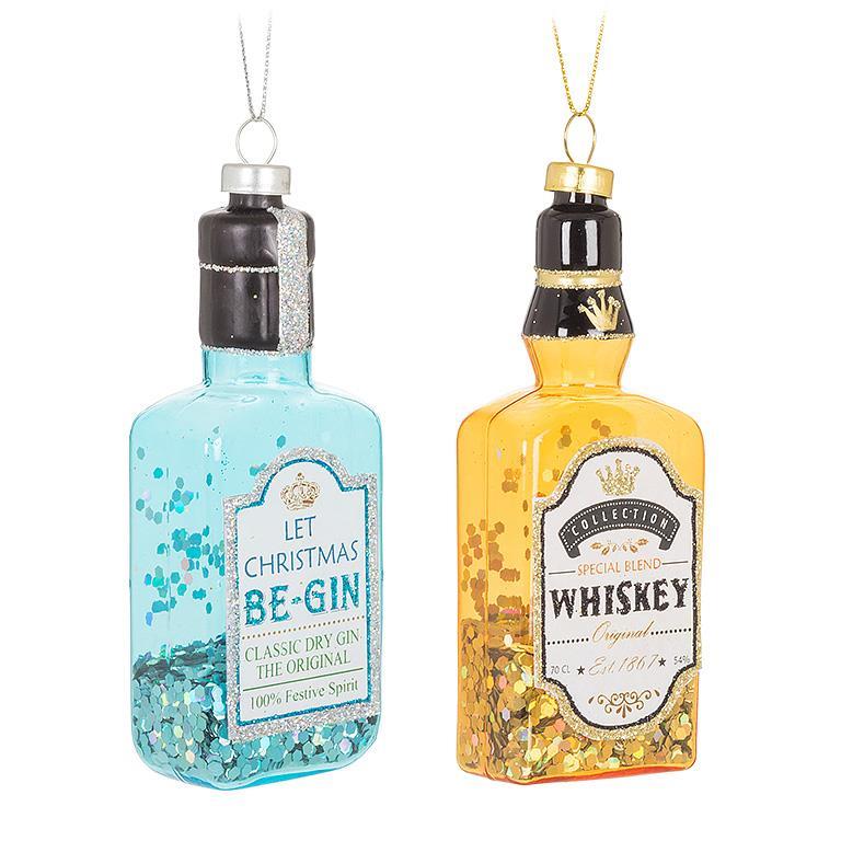 Whiskey & Gin Glitter Ornaments