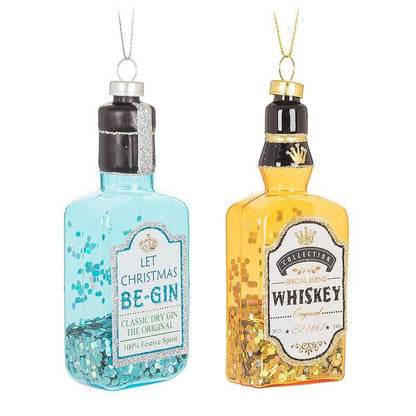 Whiskey & Gin Glitter Ornaments