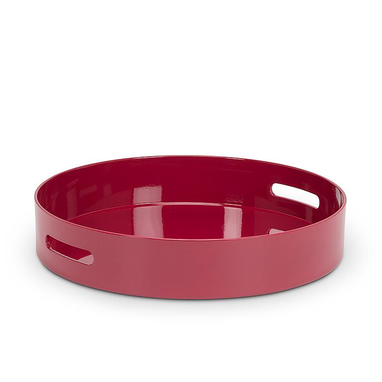 Glossy Round Tray in Burgandy