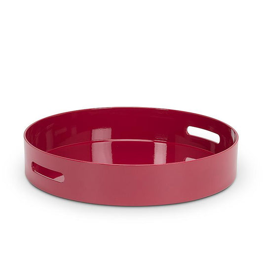 Glossy Round Tray in Burgandy